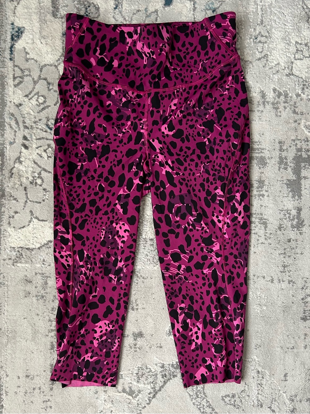 lululemon athletica Pink and Black Animal Print Capri Leggings